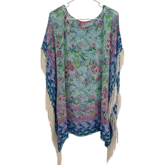 Lilly Pulitzer Womens LARGE Ginette Coverup Bali Blue Sway This Way Swim Coverup - Picture 6 of 9